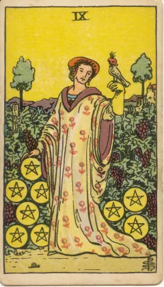 Nine of Pentacles, Upright